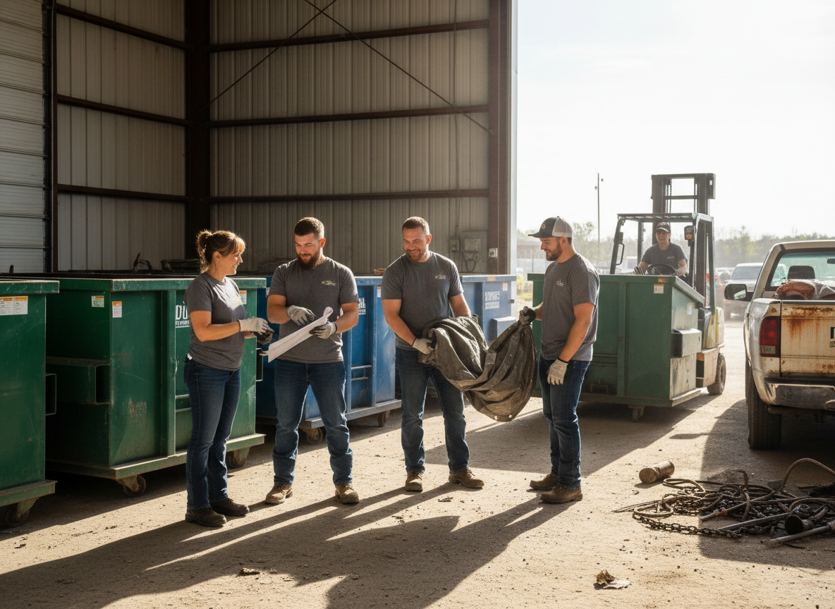 The Silver Dumpster Rental Elroy team at work in Elroy