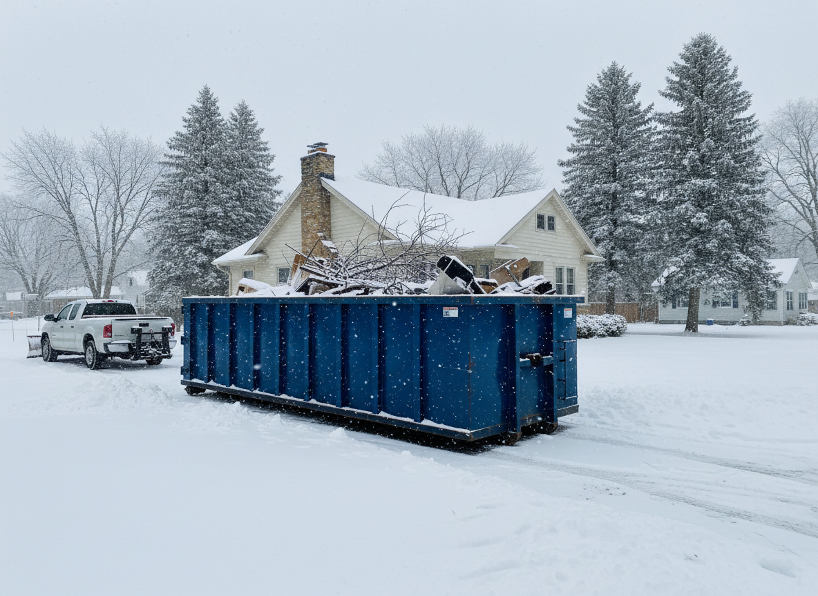 Roll Off Dumpster Rental During Winter Snow in Elroy